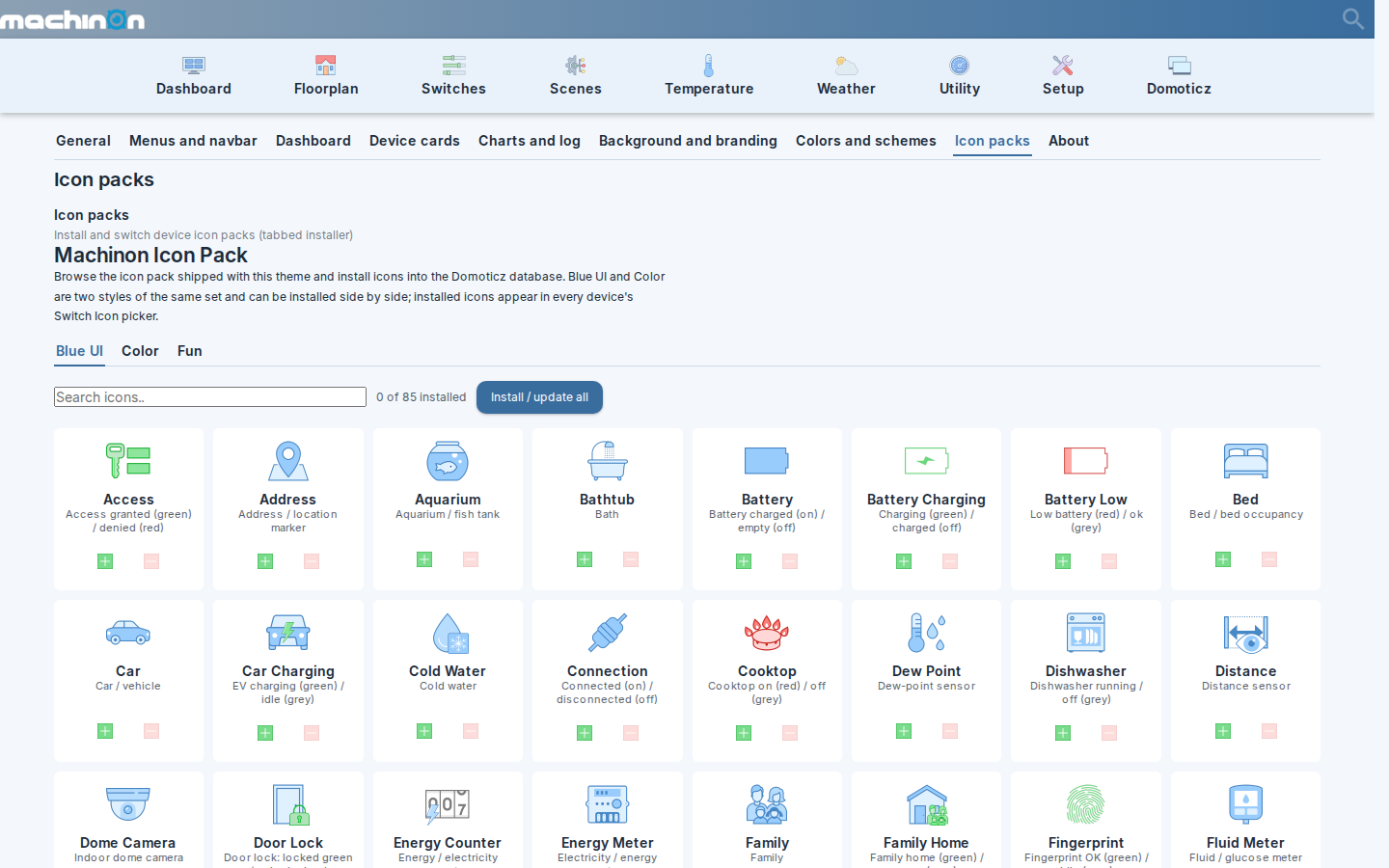The icon pack installer in the Theme Hub