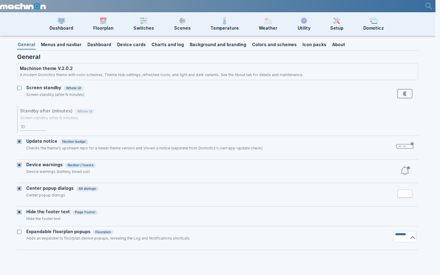 The Machinon Theme Hub settings page